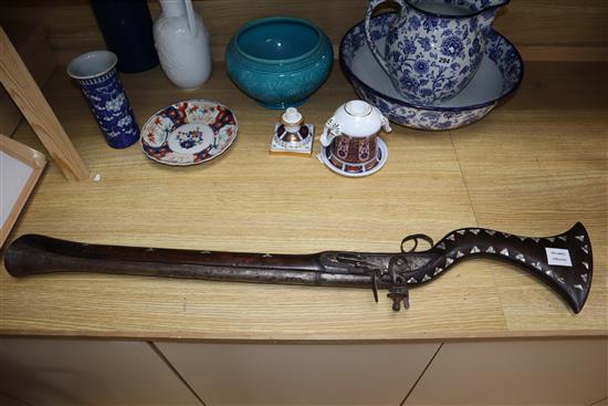 An Indo-Persian mother of pearl inlaid blunderbuss, length 100cm